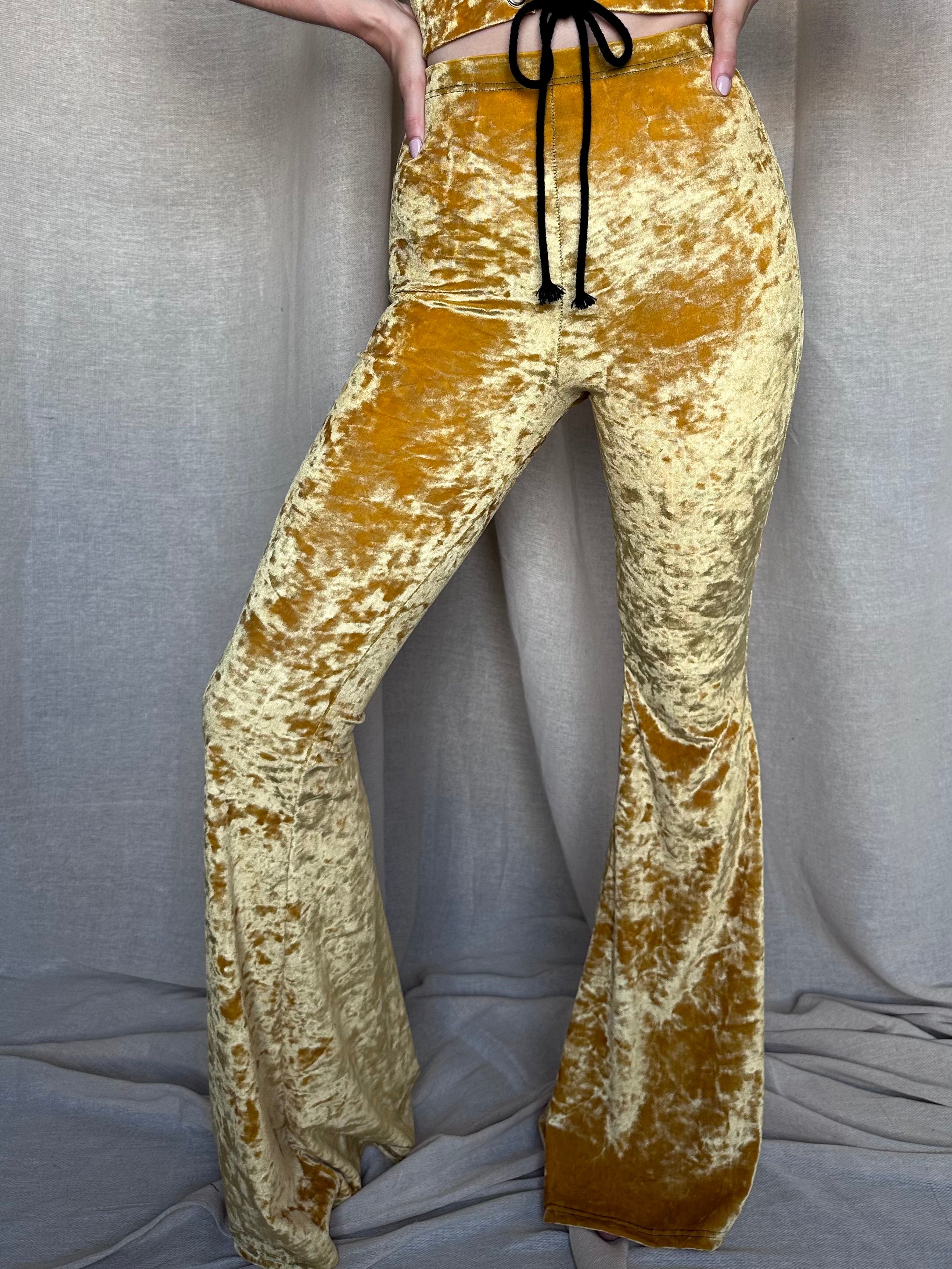 24k Gold Velvet Trousers - Cider