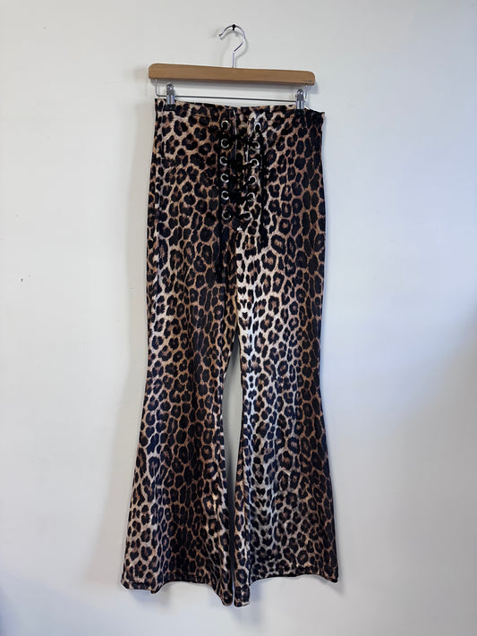 SAMPLE  Stevie Flared Trousers - Golden Leopard