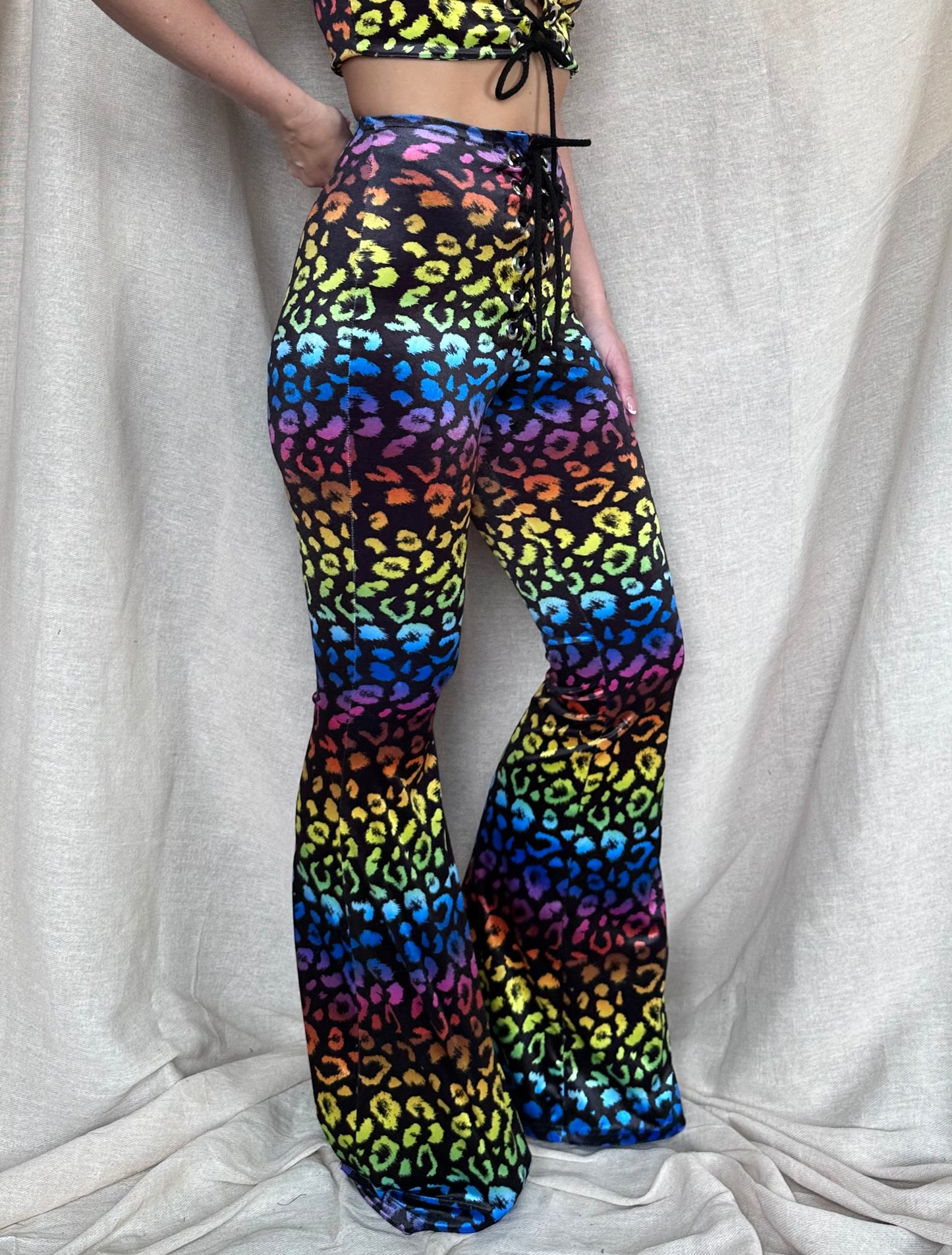 LIMITED EDITION - Stevie Flared Trousers - Rainbow Leopard