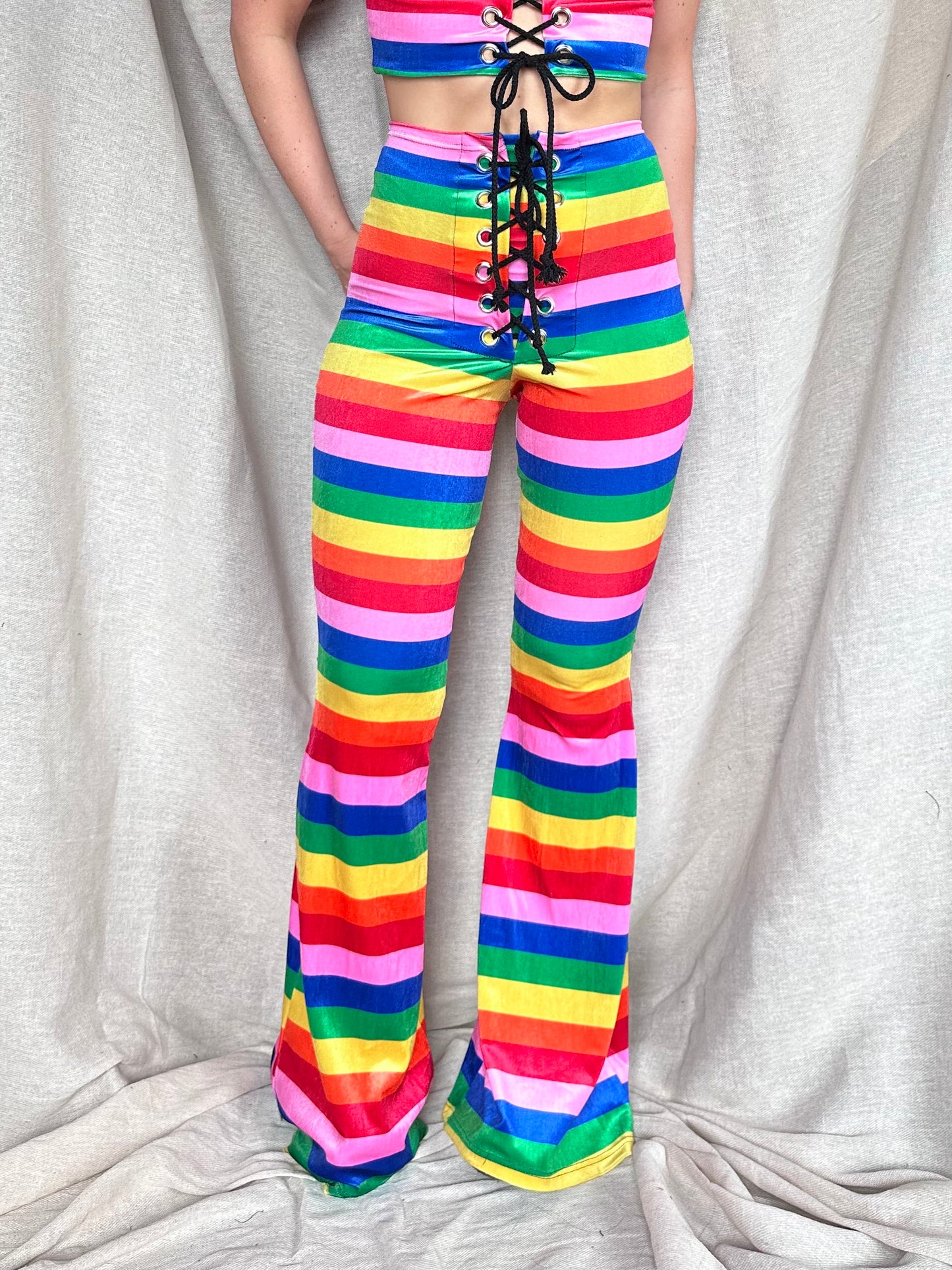 LIMITED EDITION - Stevie Flared Trousers - Rainbow Stripe