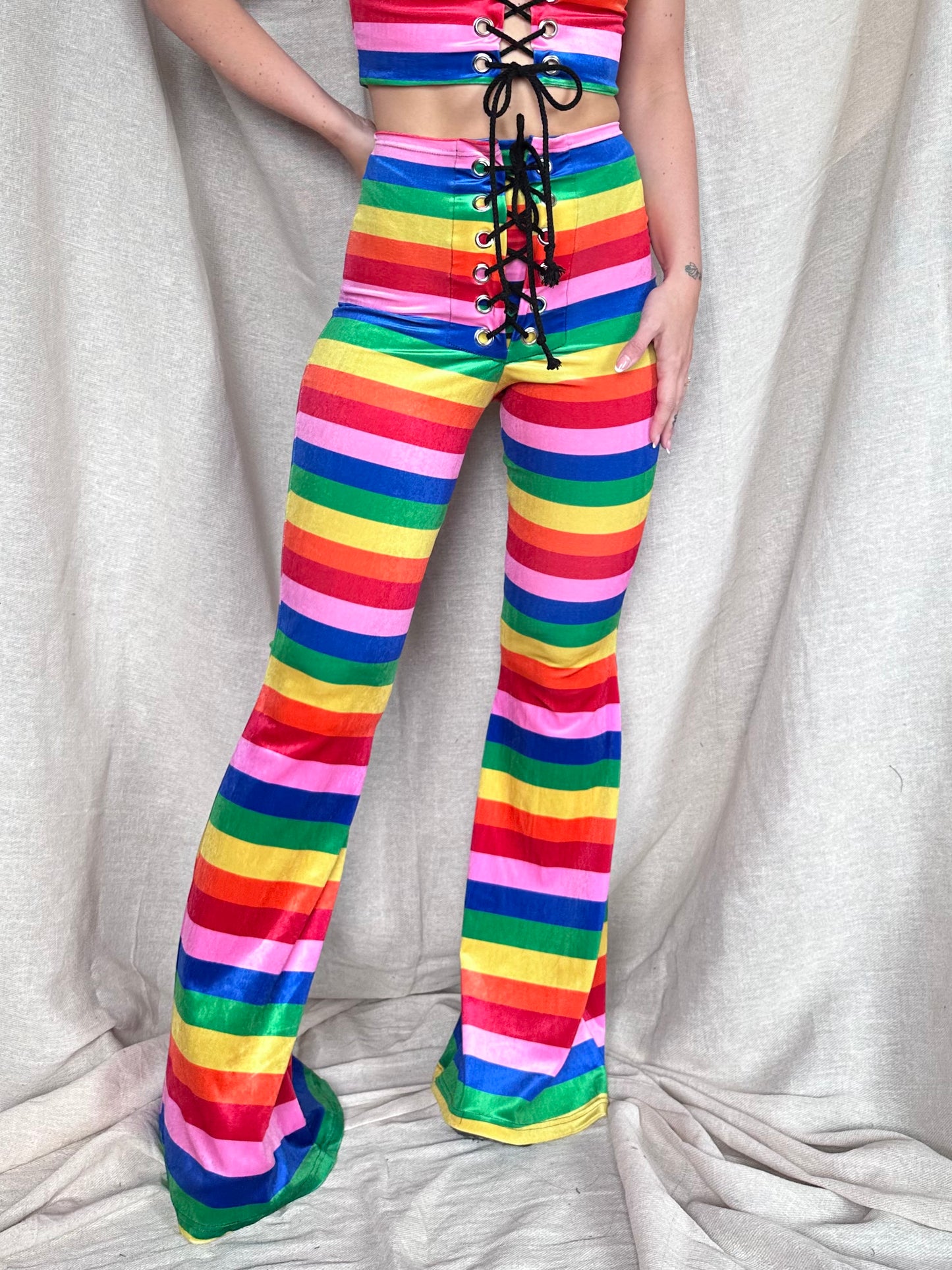 SAMPLE - LIMITED EDITION - Stevie Flared Trousers - Rainbow Stripe