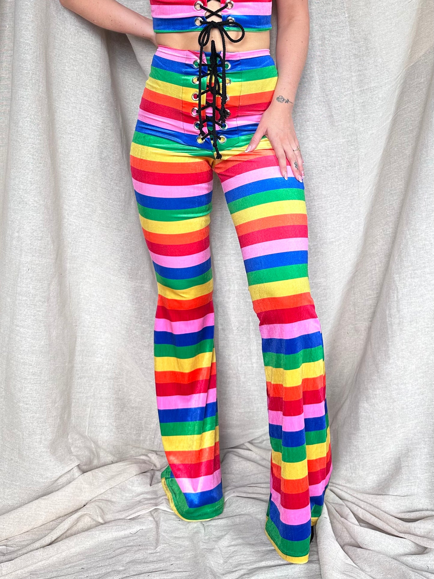 SAMPLE - LIMITED EDITION - Stevie Flared Trousers - Rainbow Stripe