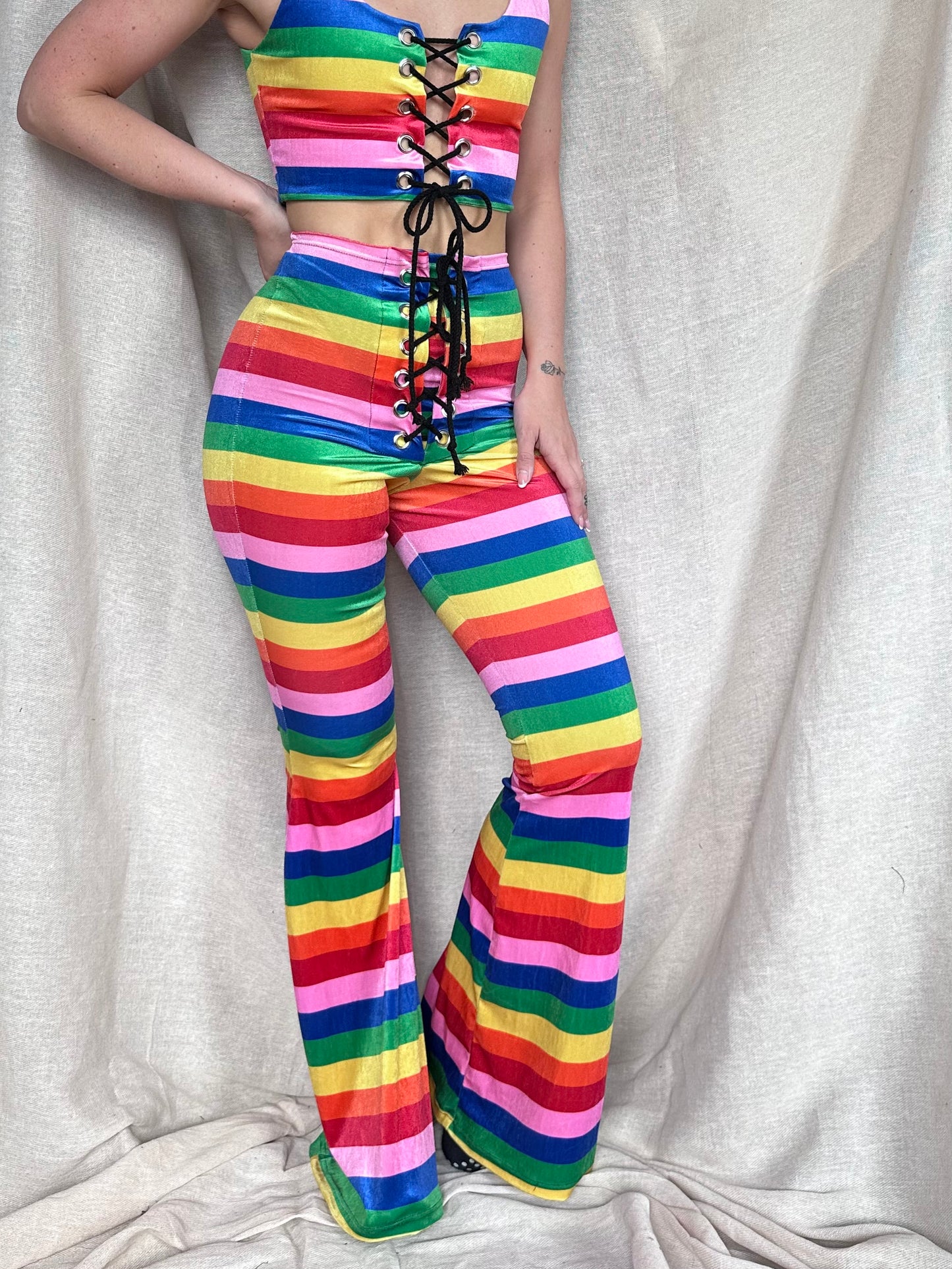 SAMPLE - LIMITED EDITION - Stevie Flared Trousers - Rainbow Stripe