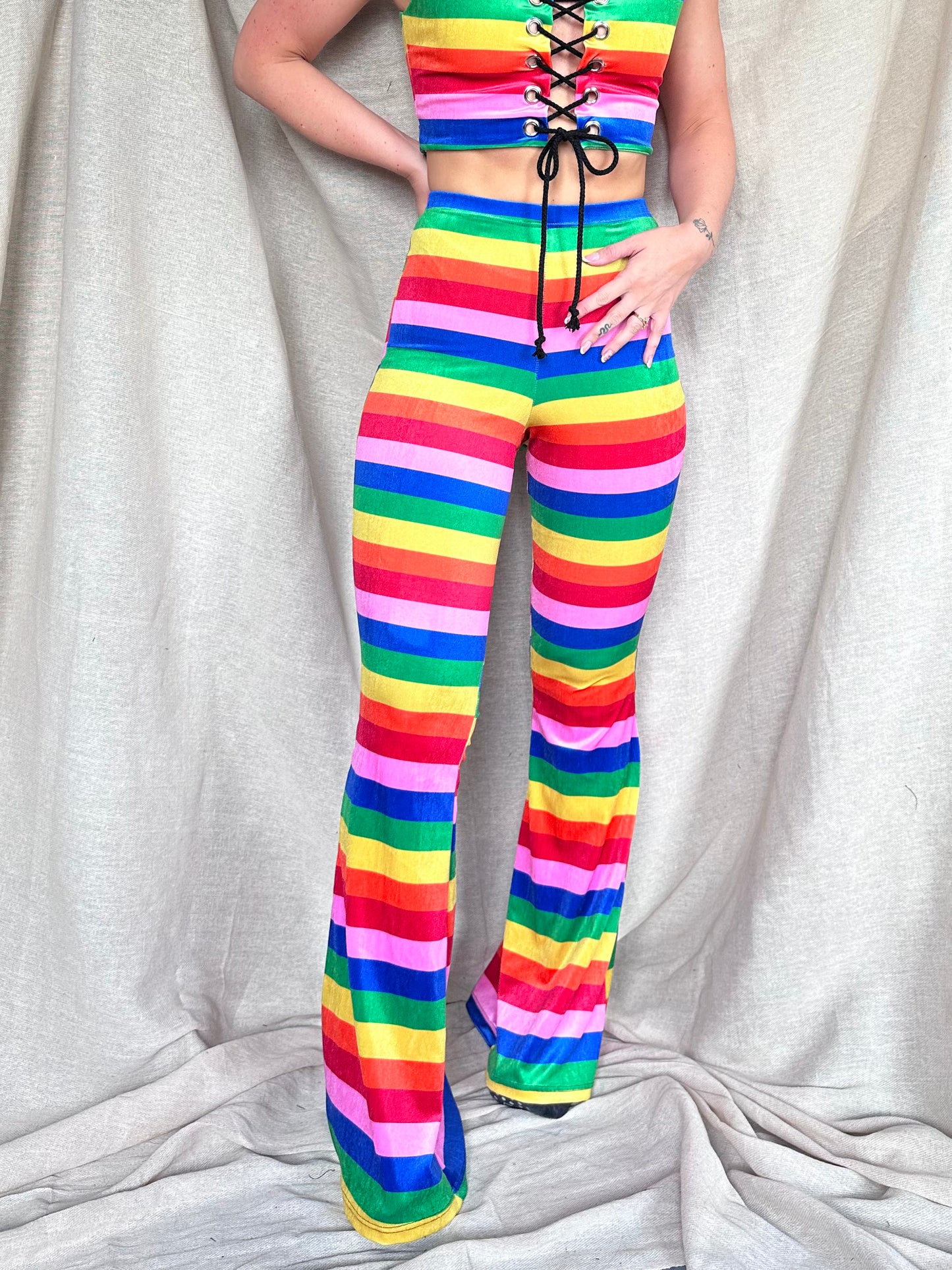 EXCLUSIVE - Flared Trousers - Rainbow Stripe