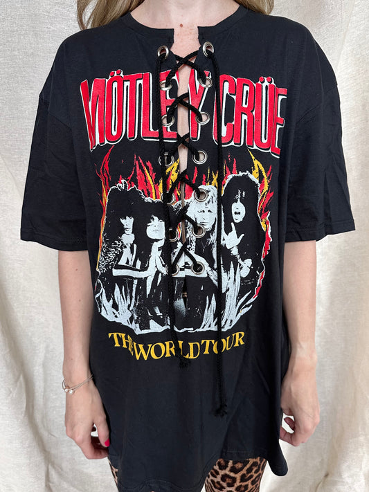 Motley Crue - Vintage Tour  - Black - Lace Up Tshirt