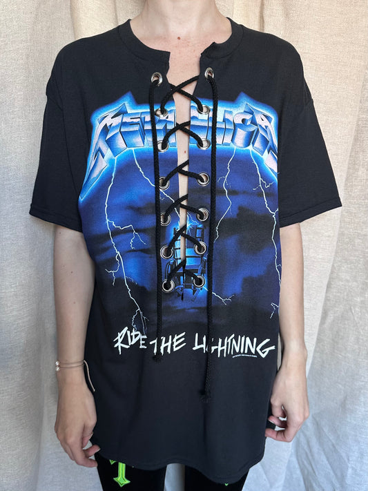 Metallica  - Black - Ride The Lightning (back print) - Lace Up T-shirt