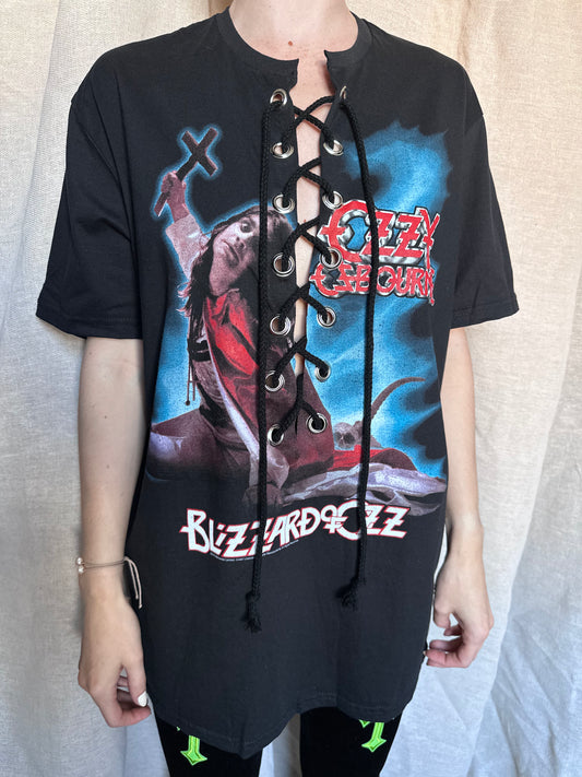 Ozzy Osbourne  - Black - Blizzard of Ozz - Lace Up T-shirt